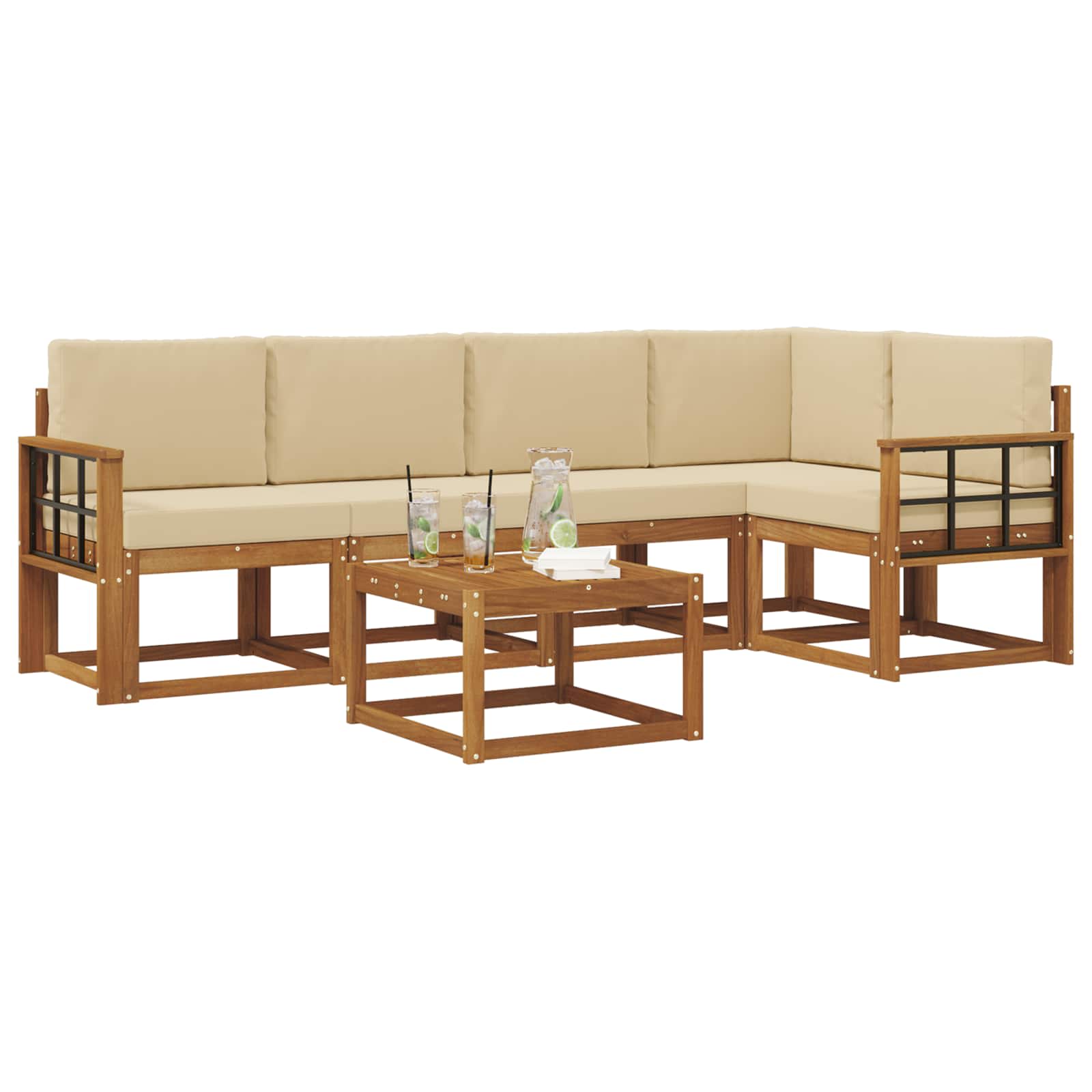 Thumbnail - vidaXL Sofa Set mit Kissen 6 pcs Natur und Beige