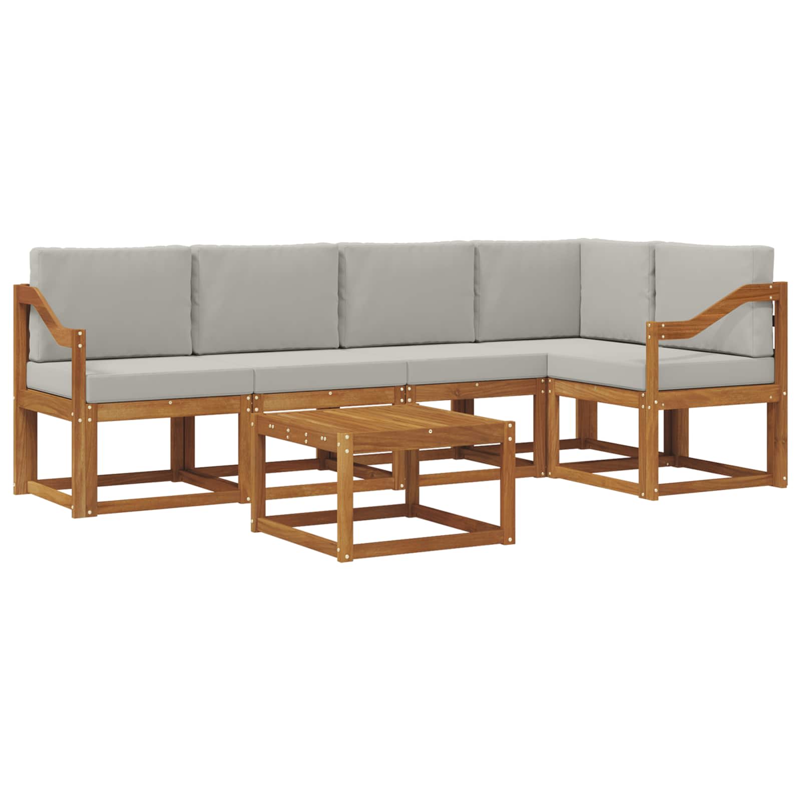 Zunanja garnitura za sedenje 6 pcs Naravna in svetlo siva - slika 2