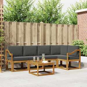 Zunanja garnitura za sedenje 6 pcs Naravna in antracitna