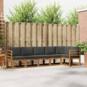 Zunanja garnitura za sedenje 6 pcs Naravna in antracitna