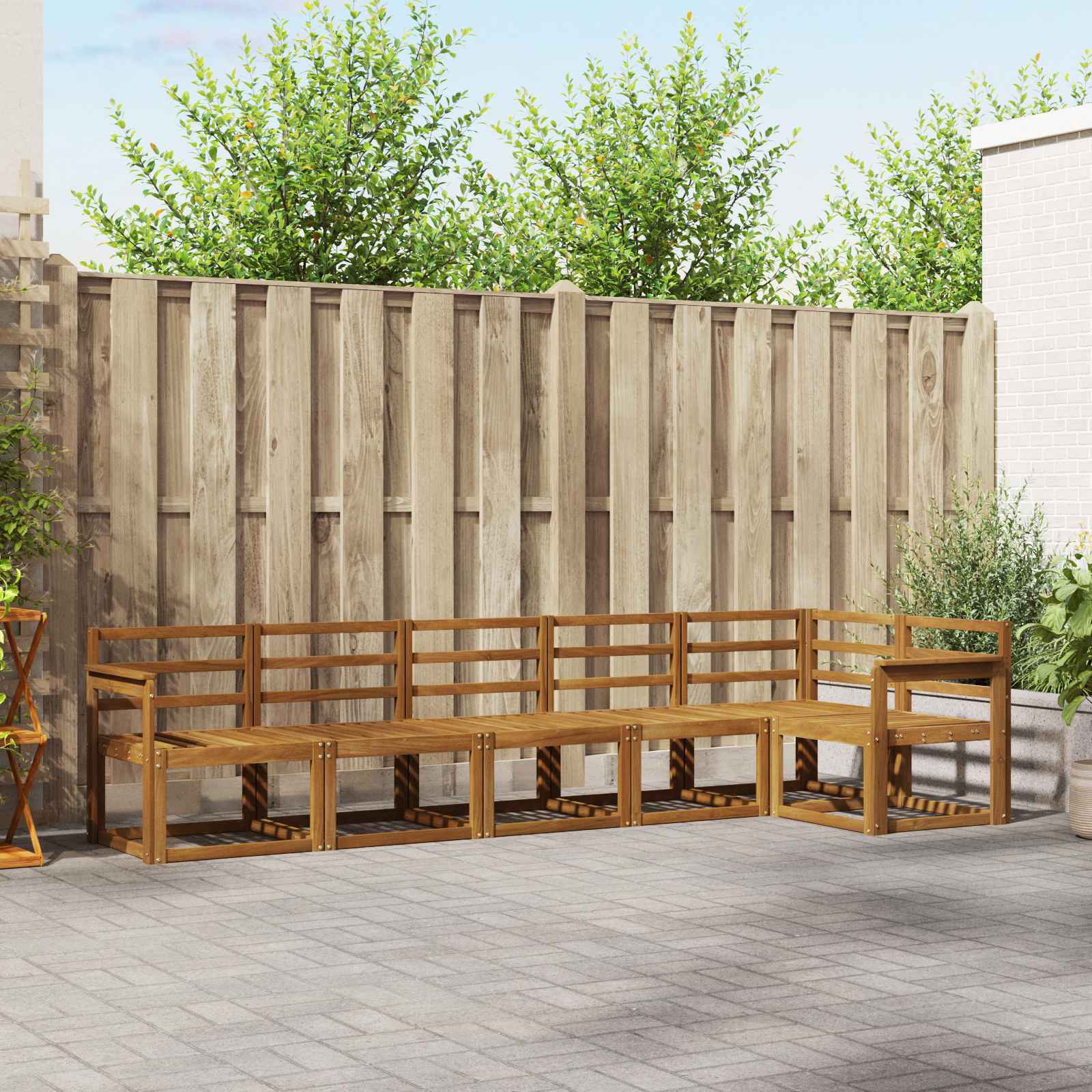 Buiten bankenset 6 pcs Naturel Massief Acaciahout image 1