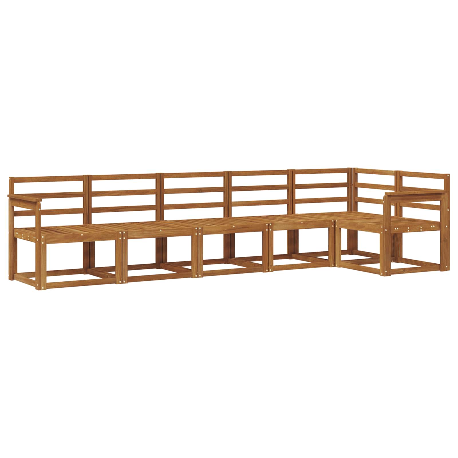 Buiten bankenset 6 pcs Naturel Massief Acaciahout image 2