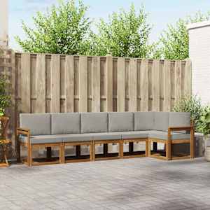 Zunanja garnitura za sedenje 6 pcs Naravna in svetlo siva