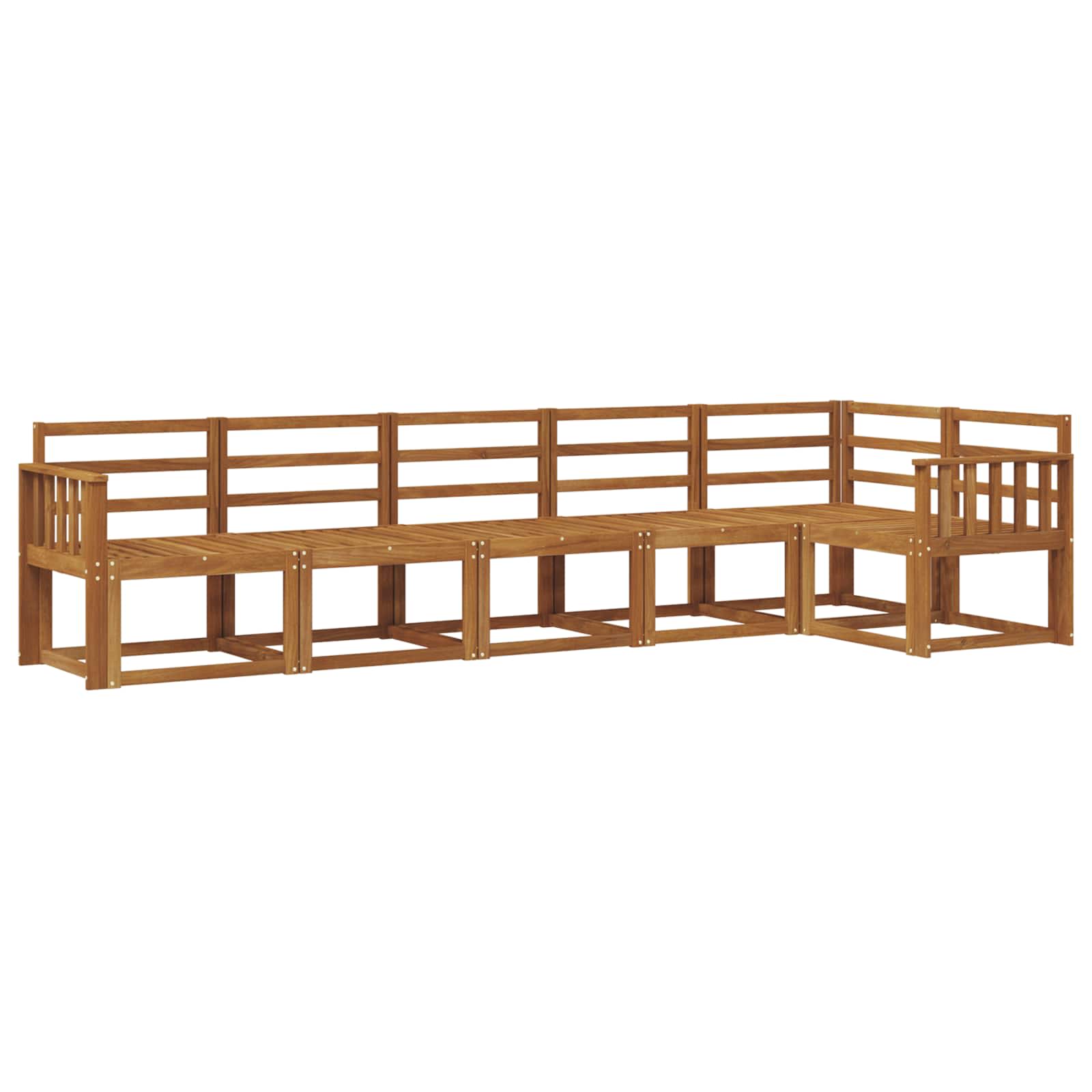 Buiten bankenset 6 pcs Naturel Massief Acaciahout image 2