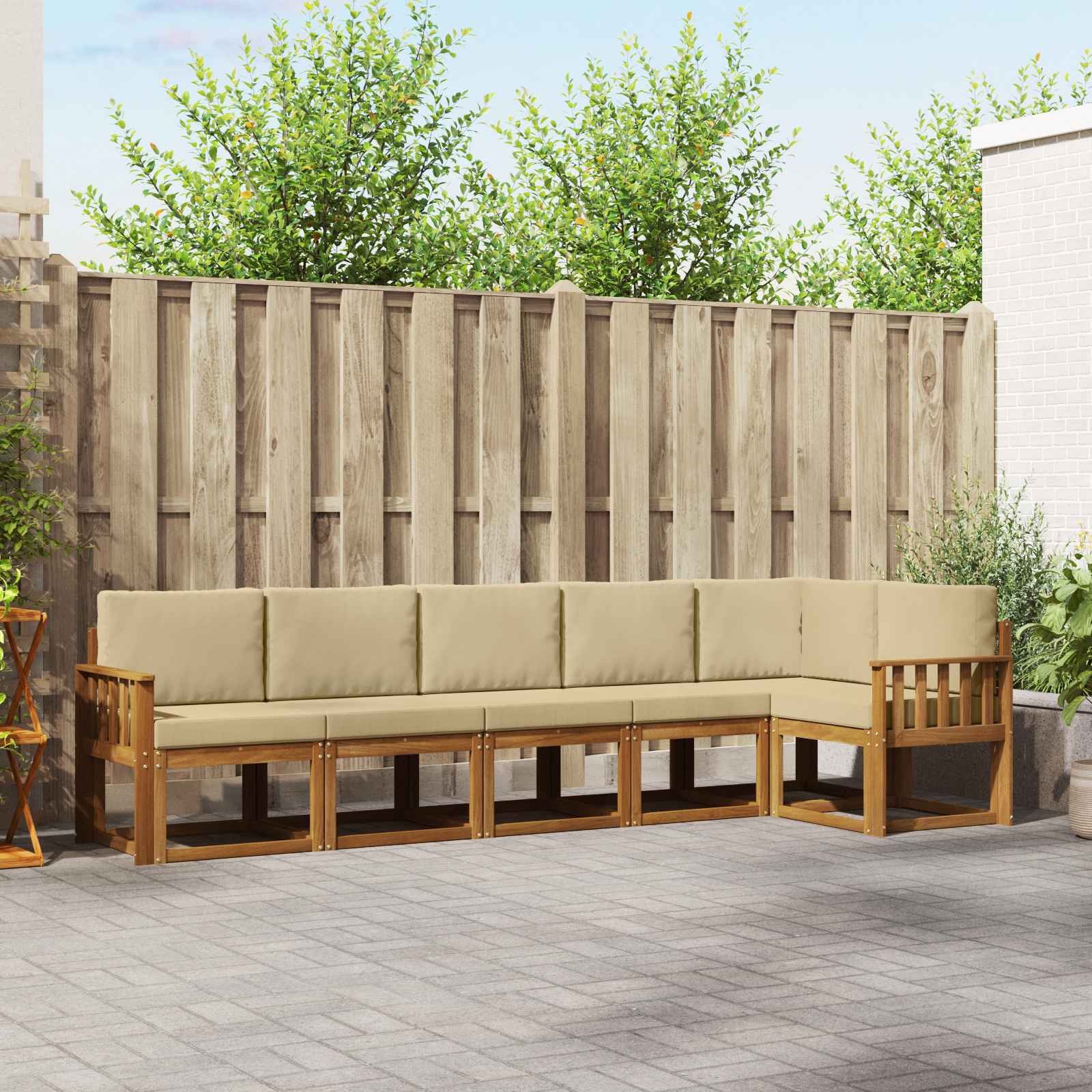 vidaXL Outdoor-Sofagarnitur mit Kissen 6 pcs Natur und Beige