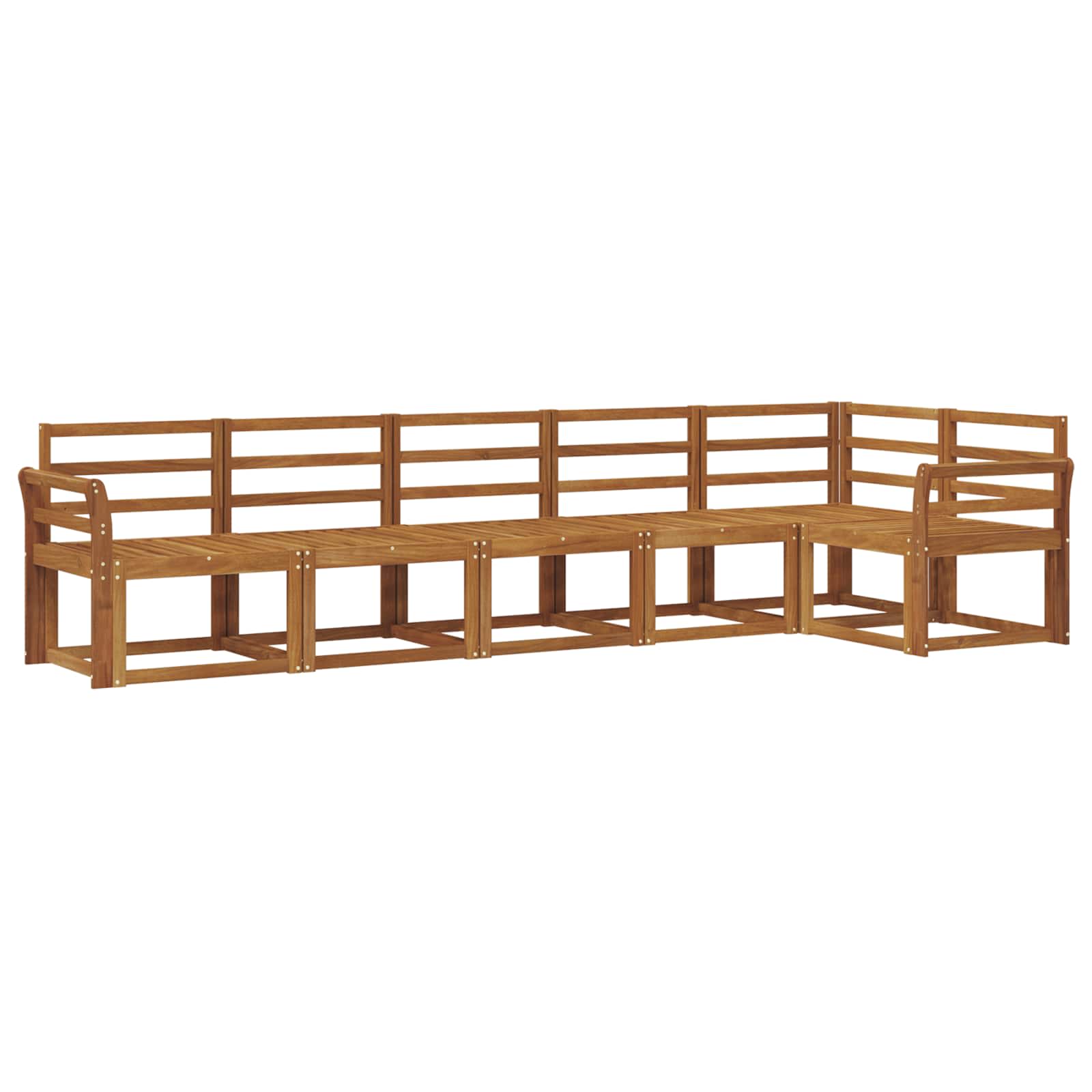 Buiten bankenset 6 pcs Naturel Massief Acaciahout image 2