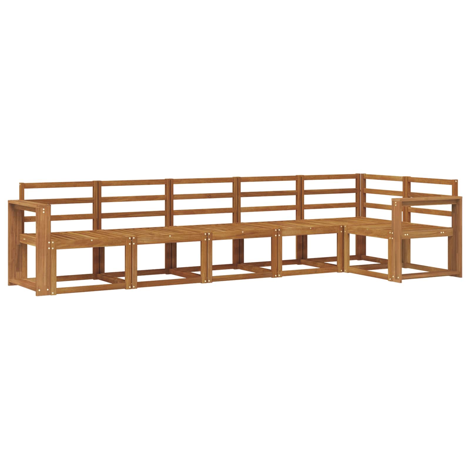 Buiten bankenset 6 pcs Naturel Massief Acaciahout image 2