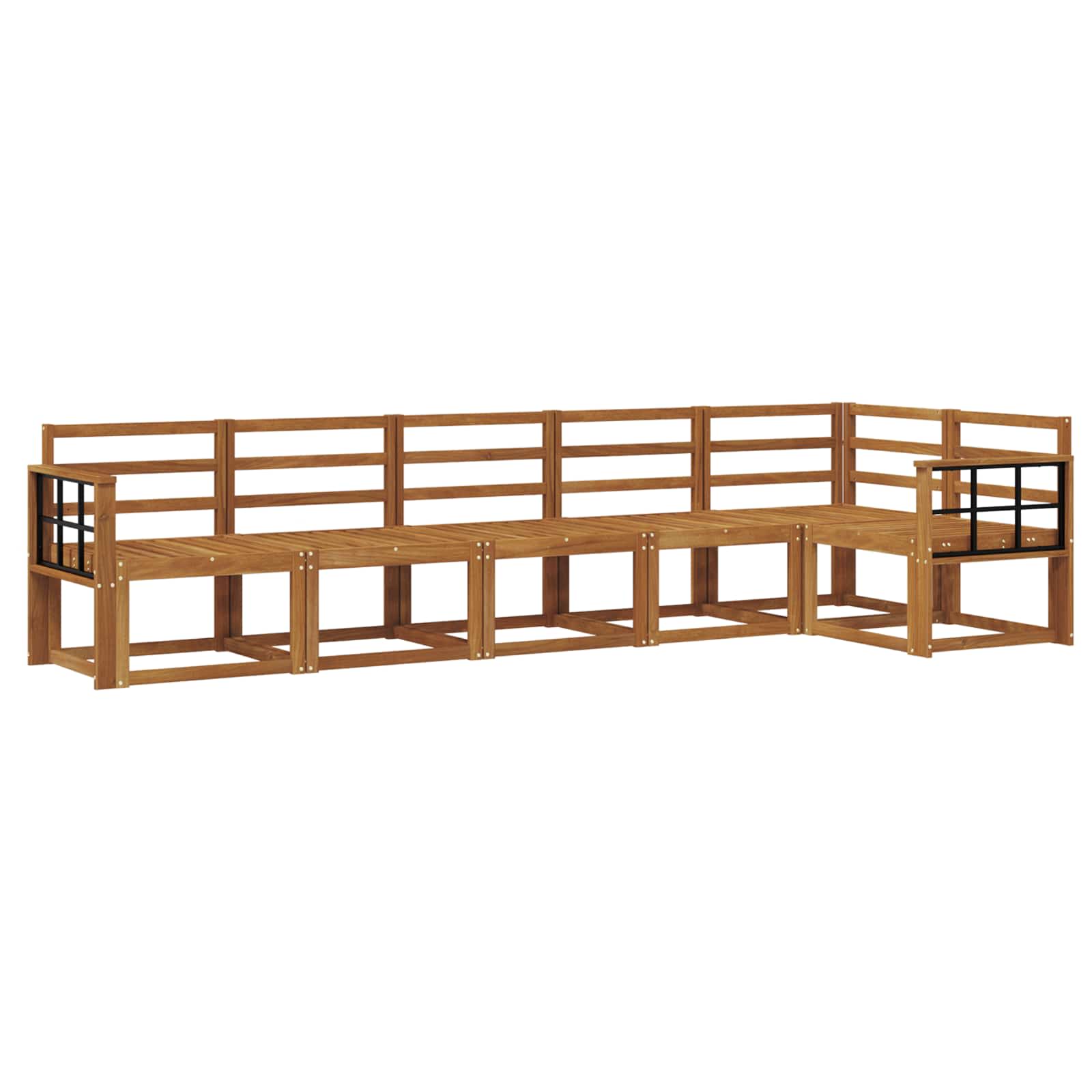 Buiten bankenset 6 pcs Naturel Massief Acaciahout image 2