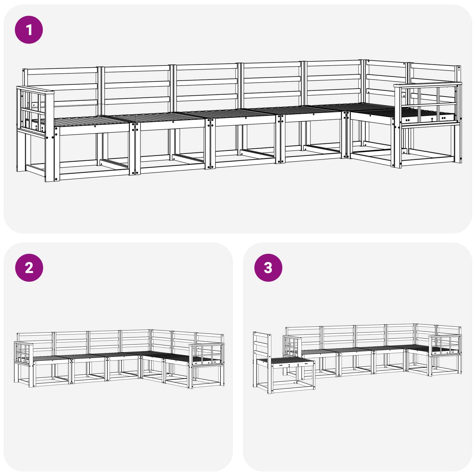 Buiten bankenset 6 pcs Naturel Massief Acaciahout image 6
