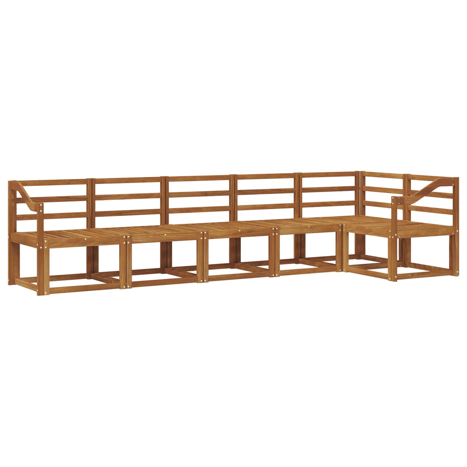 Buiten bankenset 6 pcs Naturel Massief Acaciahout image 2