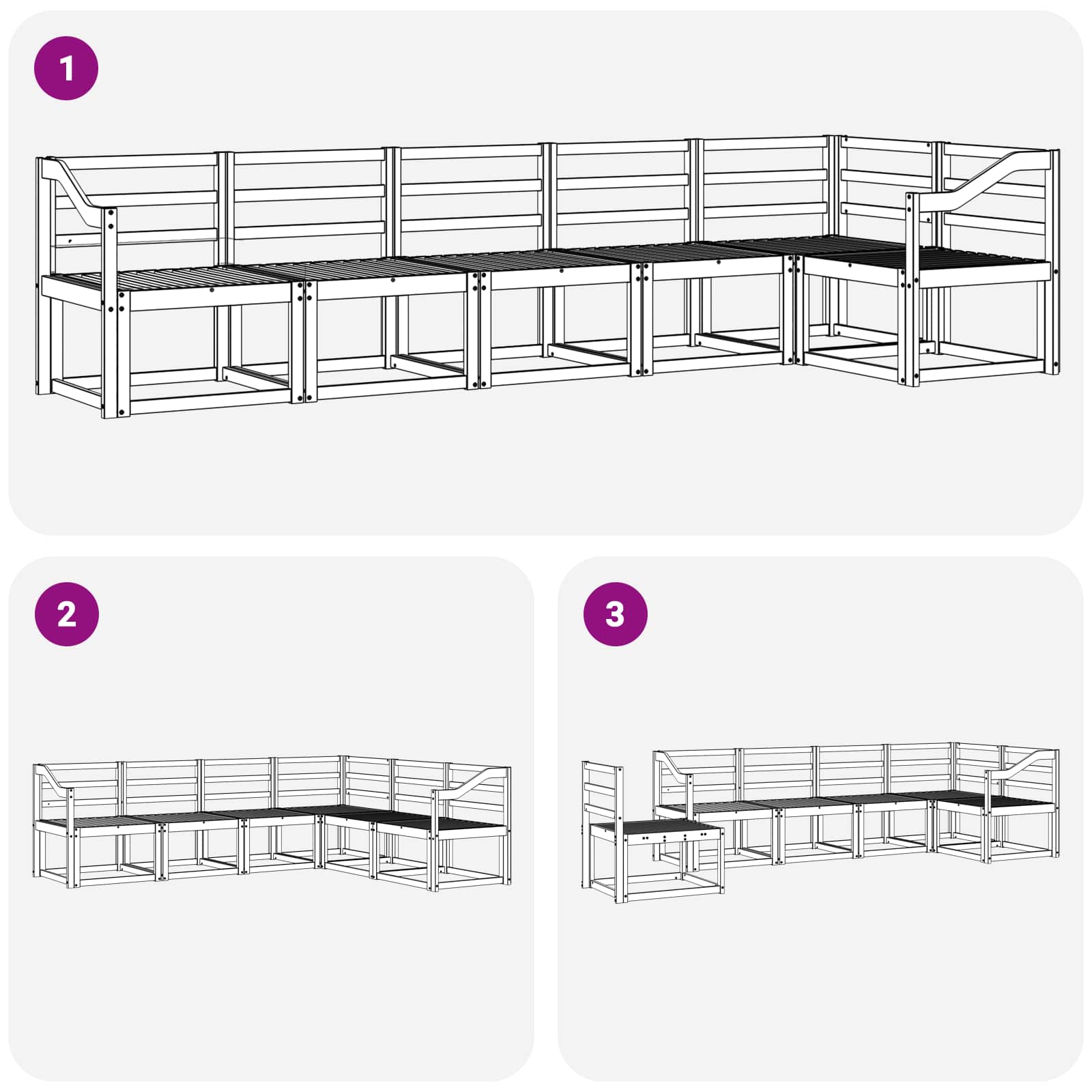 Buiten bankenset 6 pcs Naturel Massief Acaciahout image 6