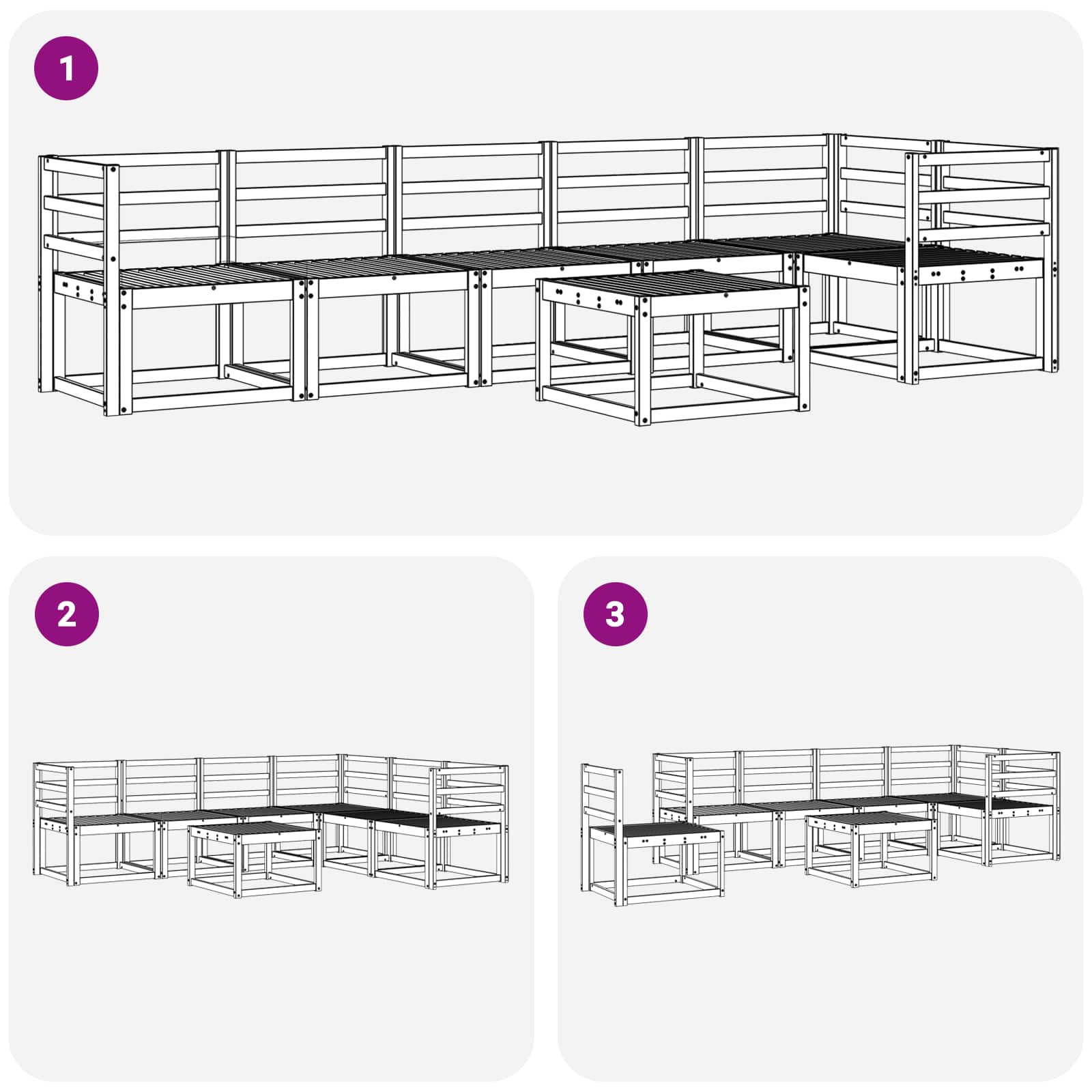 Buiten bankenset 7 pcs Naturel Massief Acaciahout image 9