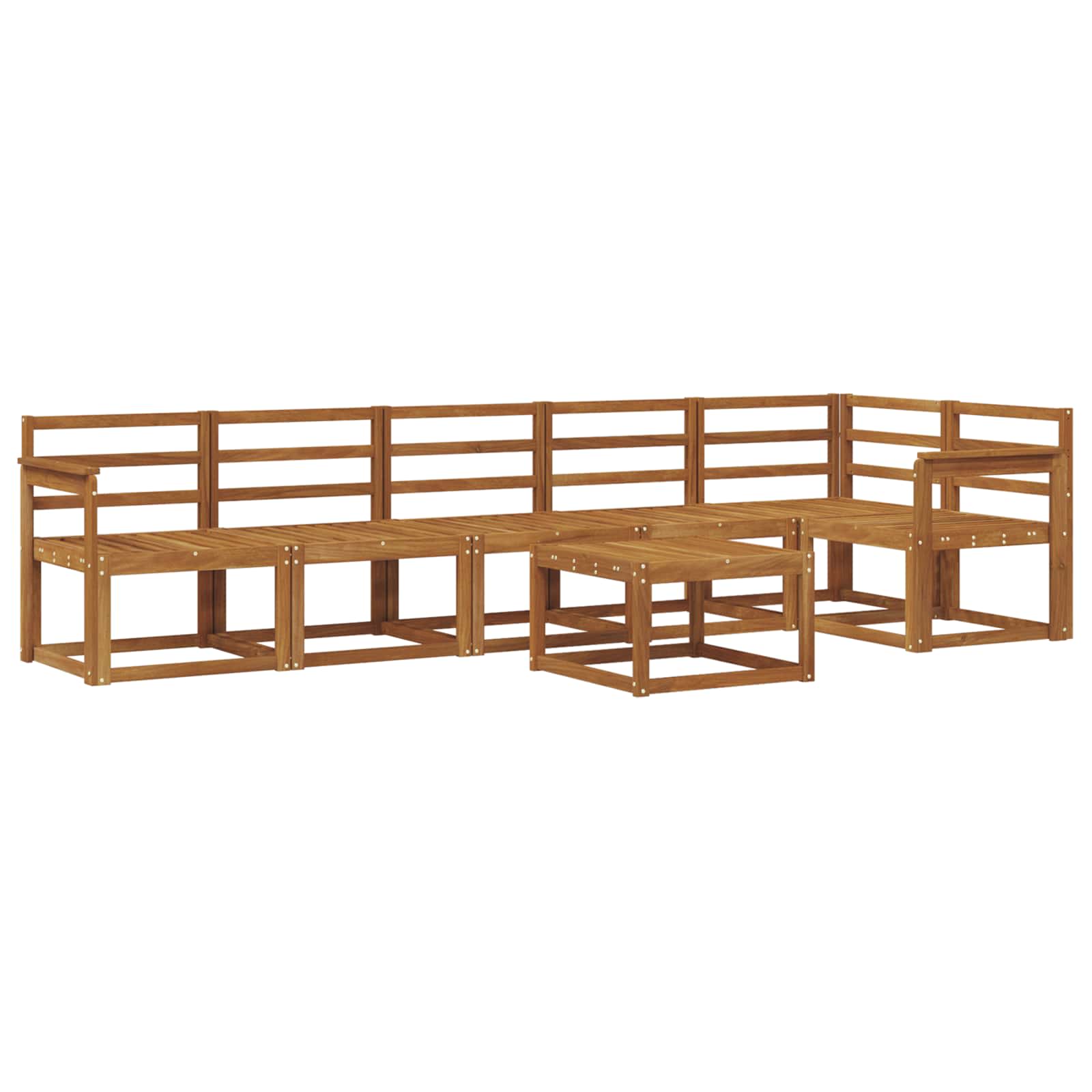Buiten bankenset 7 pcs Naturel Massief Acaciahout image 2