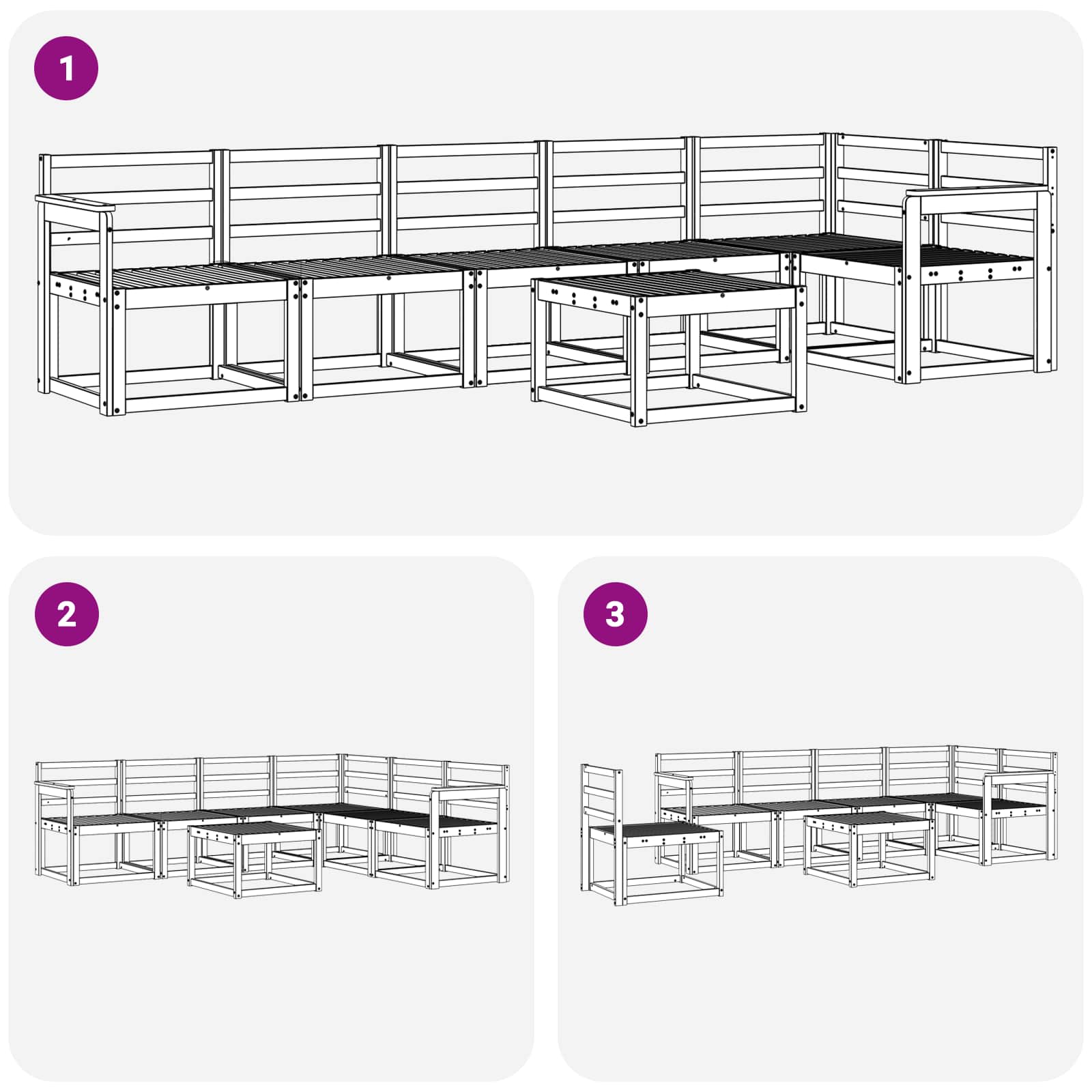 Buiten bankenset 7 pcs Naturel Massief Acaciahout image 9