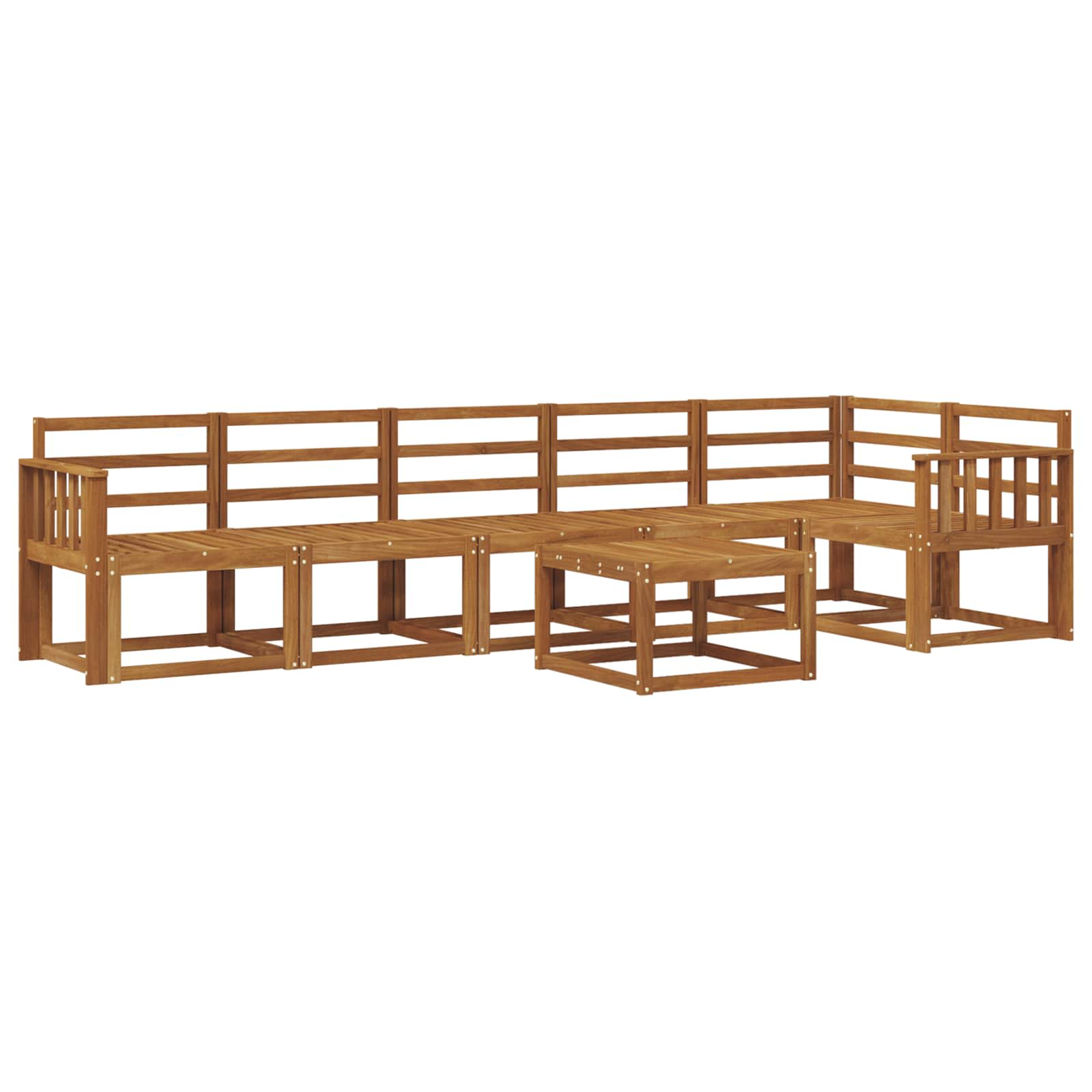 Buiten bankenset 7 pcs Naturel Massief Acaciahout image 2