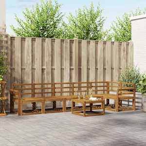 Zunanja garnitura za sedenje 7 pcs Naravna Masiven les akacije