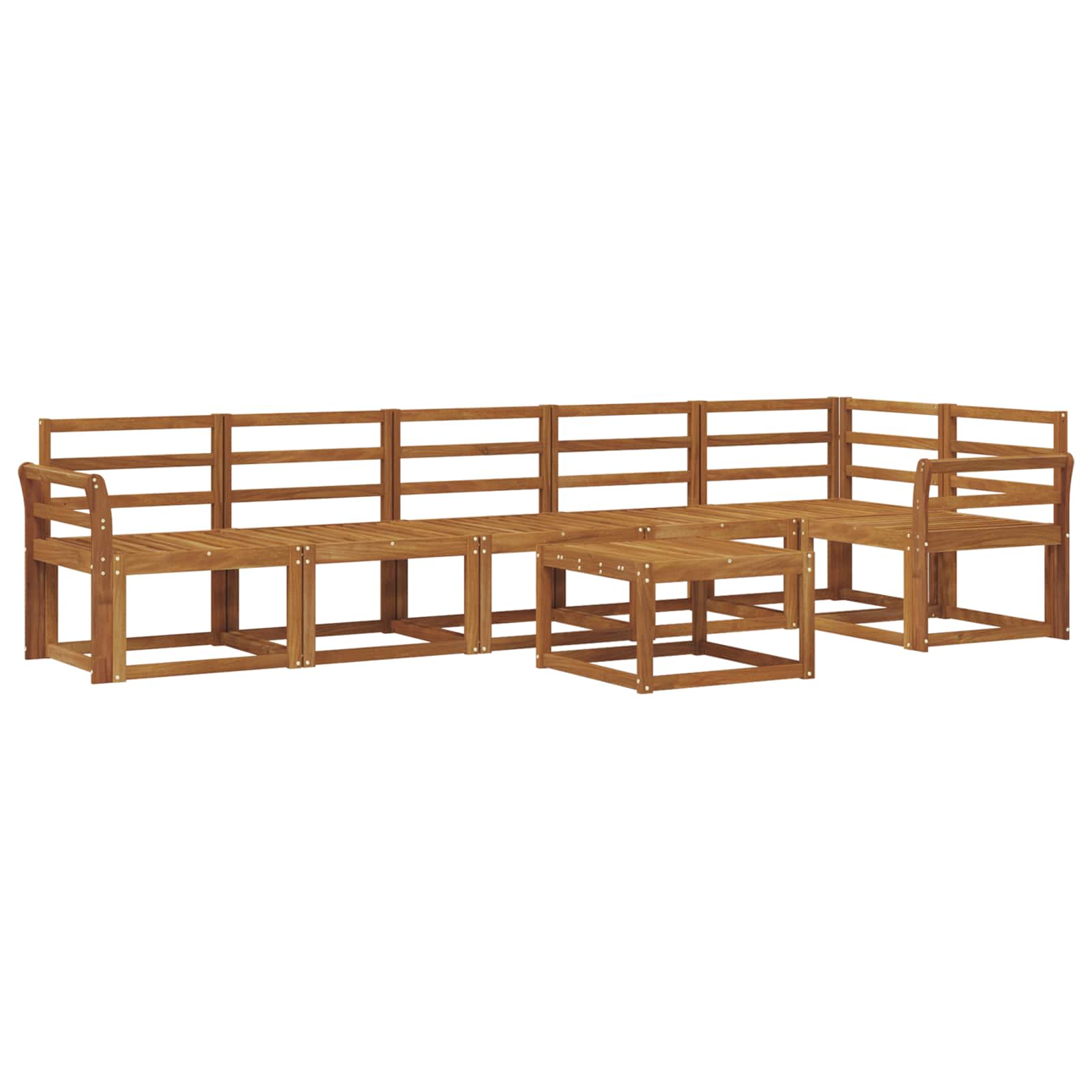 Buiten bankenset 7 pcs Naturel Massief Acaciahout image 2