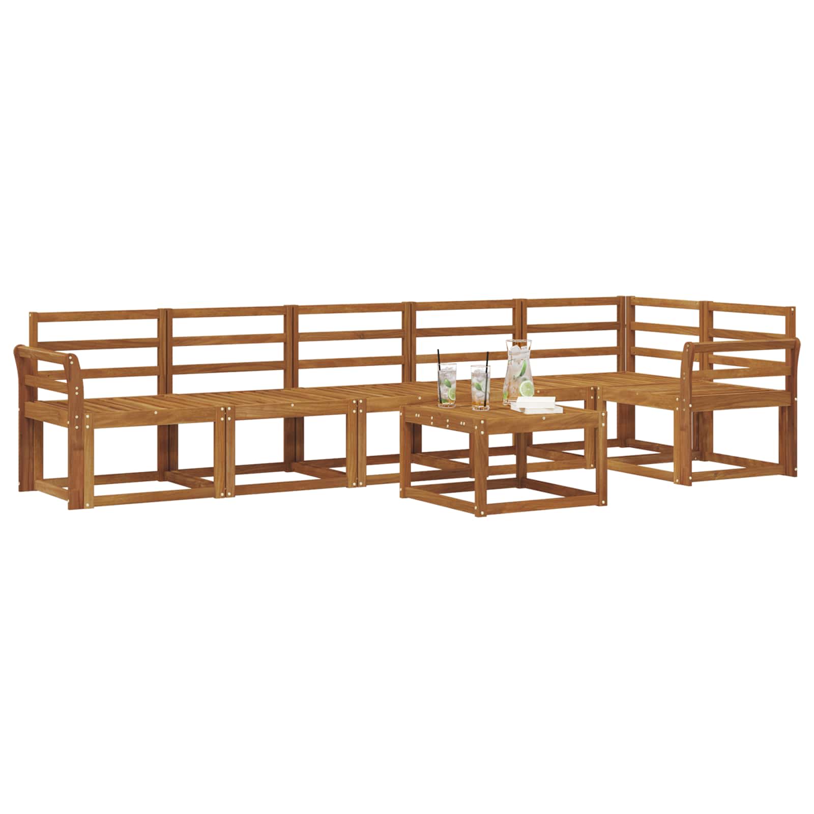 Buiten bankenset 7 pcs Naturel Massief Acaciahout image 3