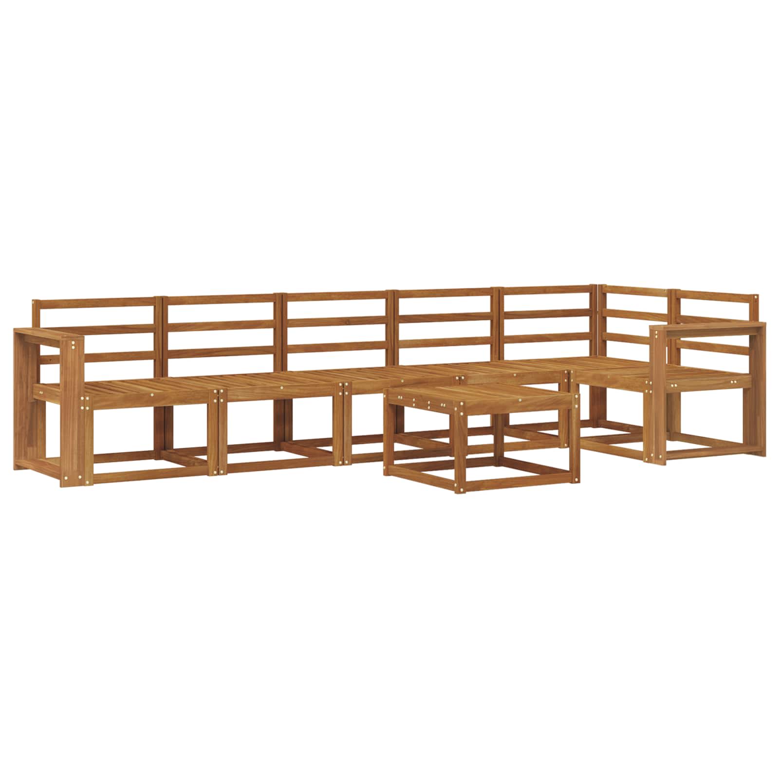 Buiten bankenset 7 pcs Naturel Massief Acaciahout image 2