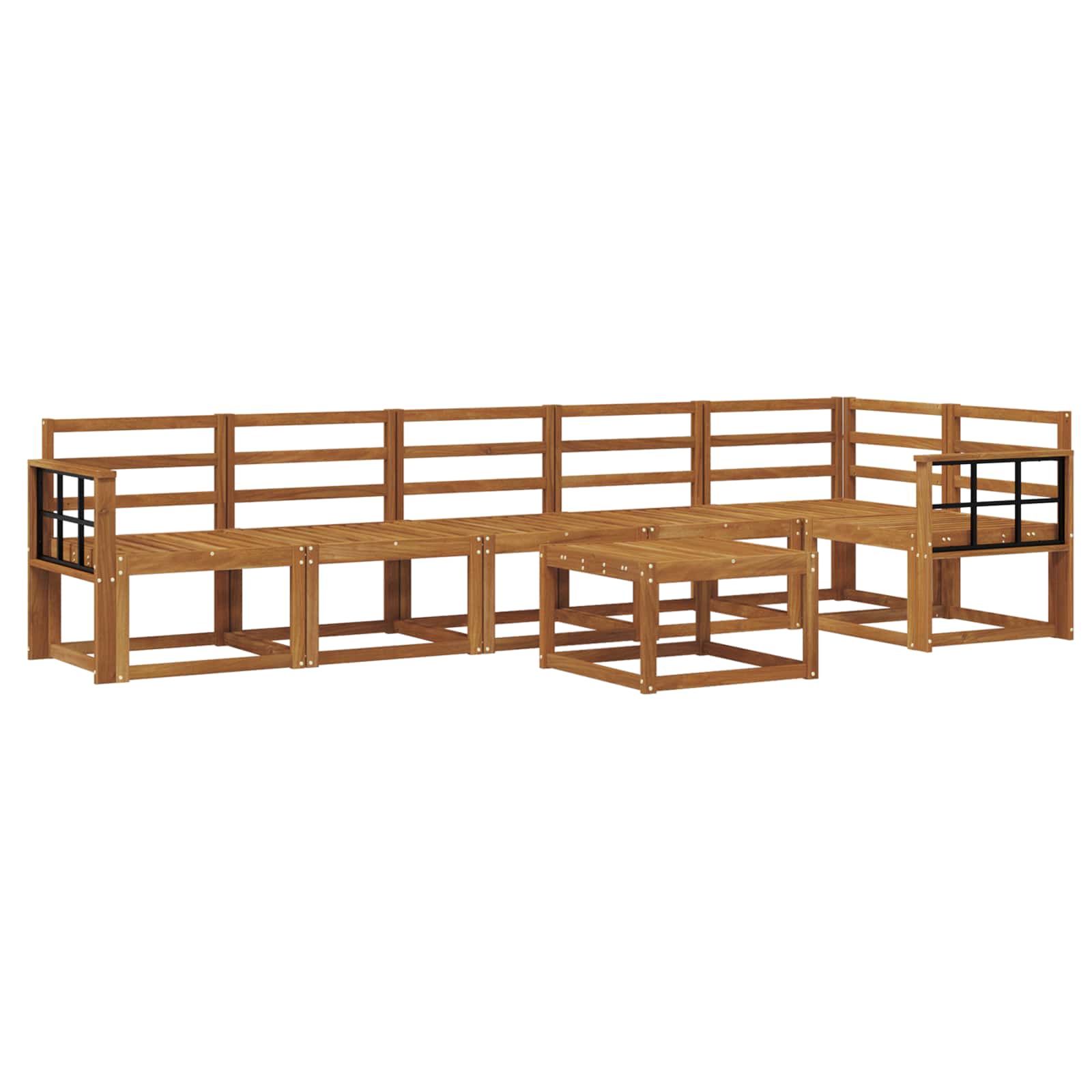 Buiten bankenset 7 pcs Naturel Massief Acaciahout image 2