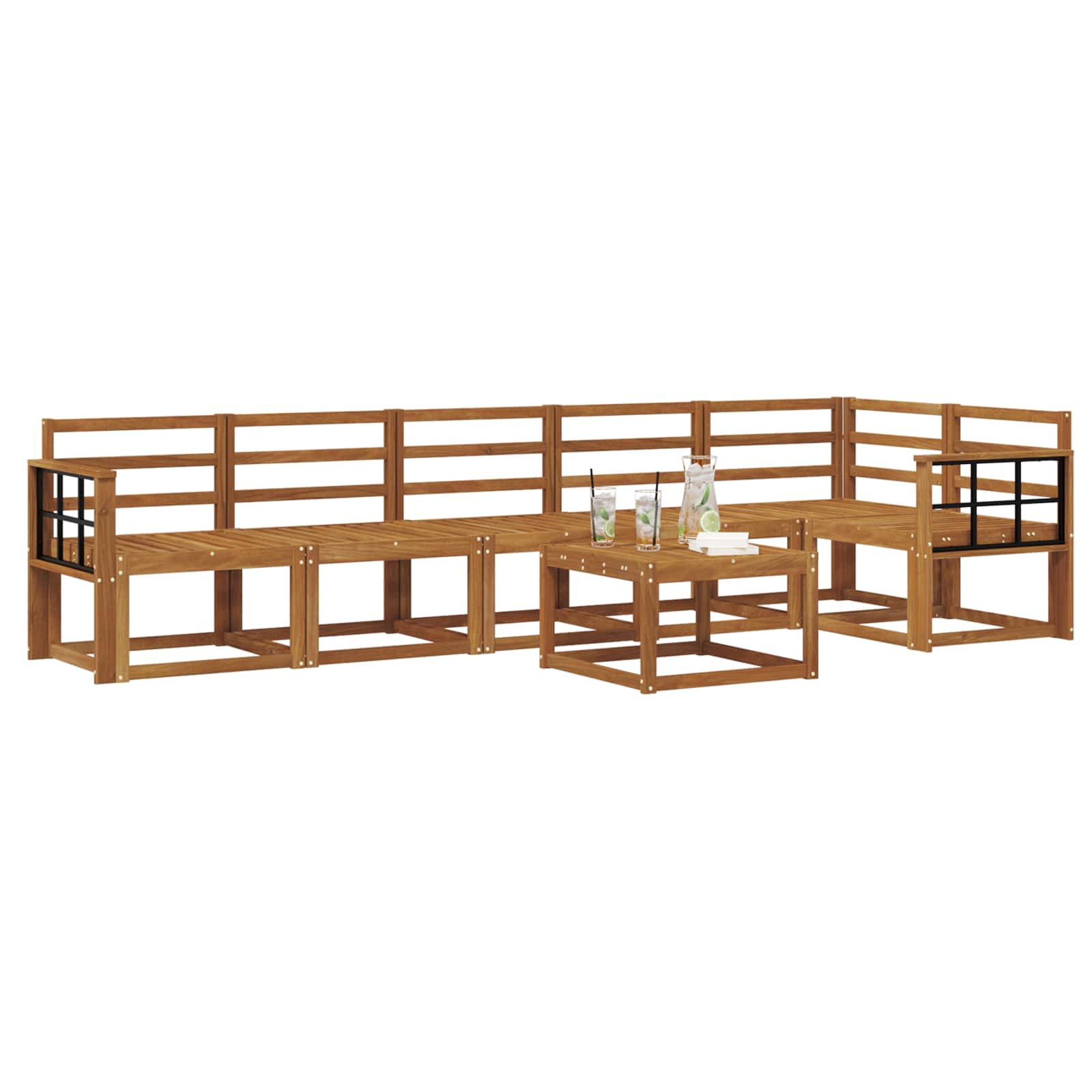 Buiten bankenset 7 pcs Naturel Massief Acaciahout image 3