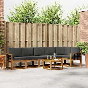 Zunanja garnitura za sedenje 7 pcs Naravna in antracitna