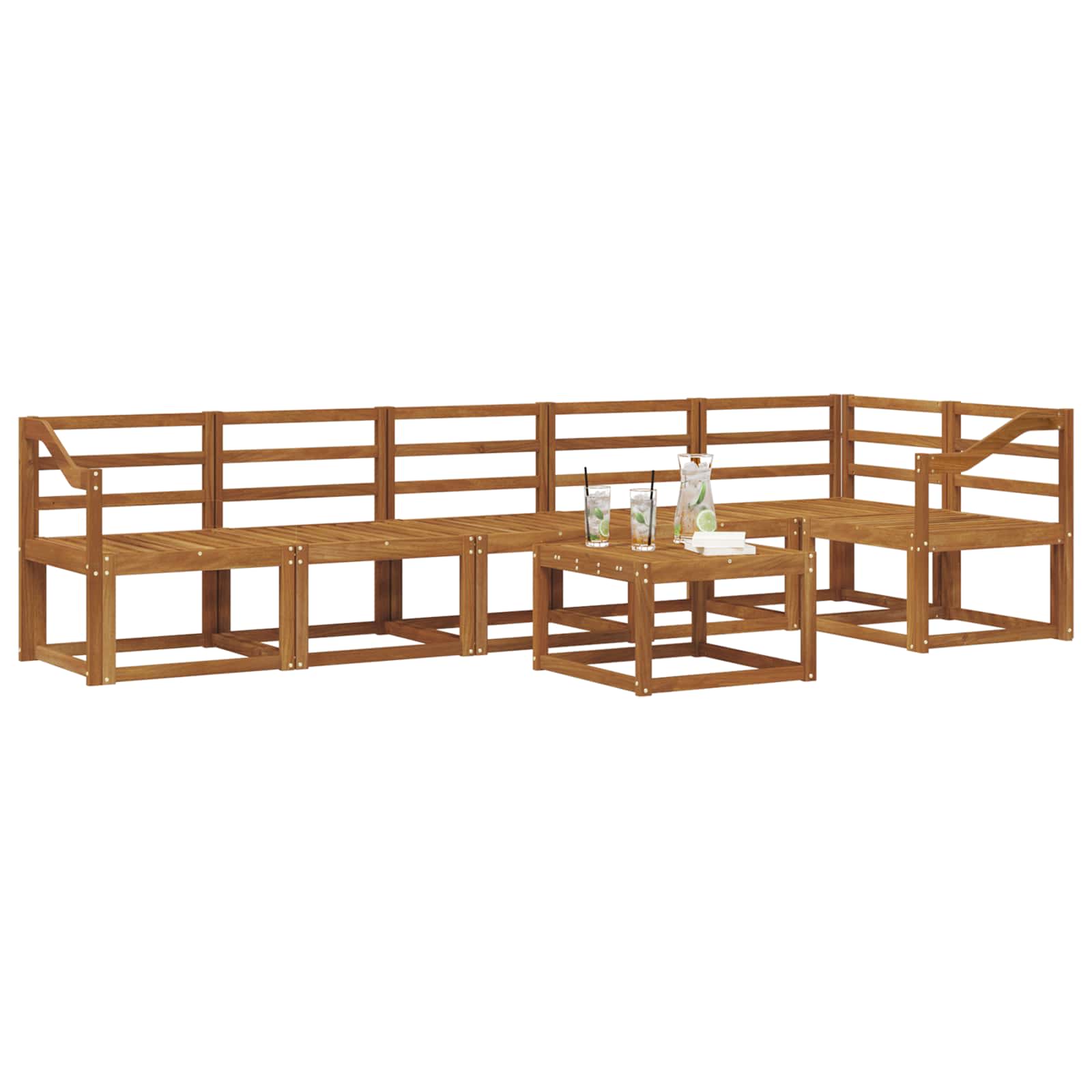 Buiten bankenset 7 pcs Naturel Massief Acaciahout image 3