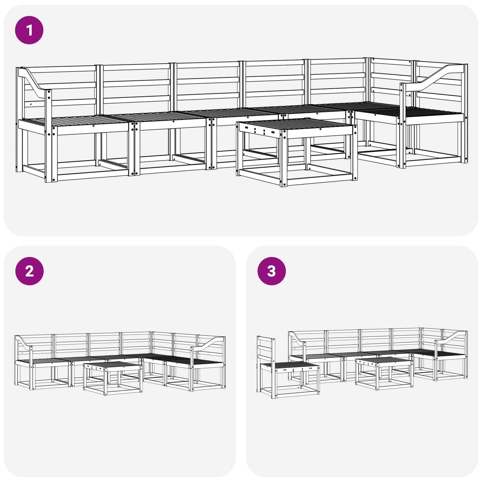 Buiten bankenset 7 pcs Naturel Massief Acaciahout image 9