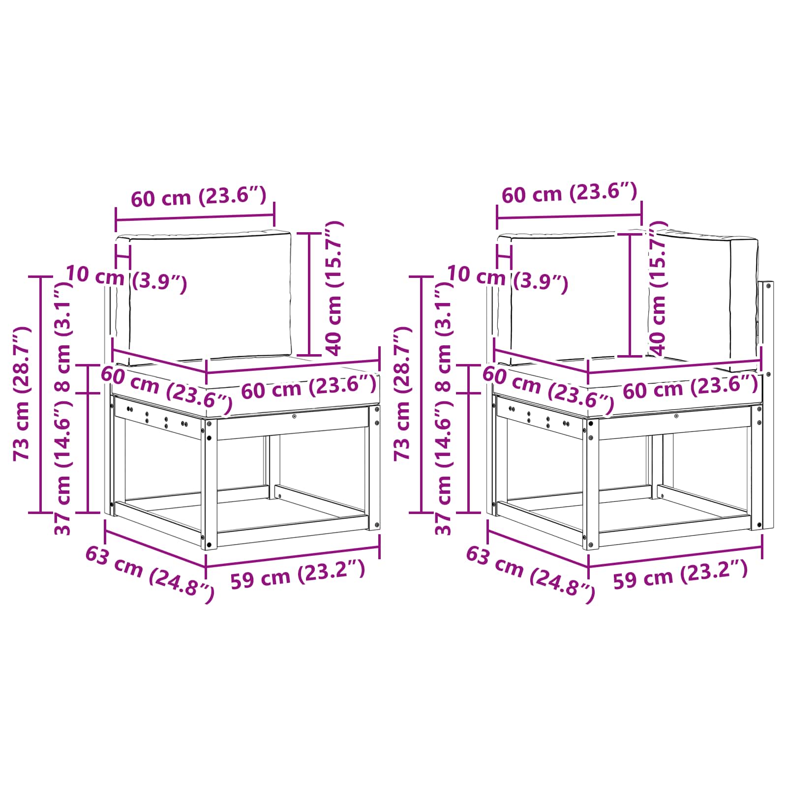 Zunanja garnitura za sedenje 7 pcs Naravna in svetlo siva - slika 8