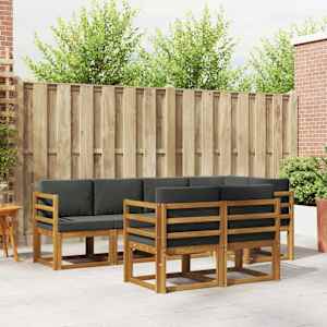 Zunanja garnitura za sedenje 7 pcs Naravna in antracitna