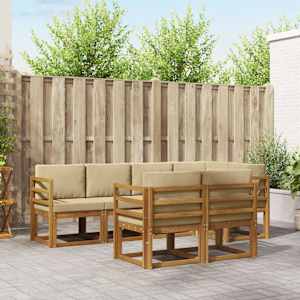 Zunanja garnitura za sedenje z blazino 7 pcs Naravna in bež