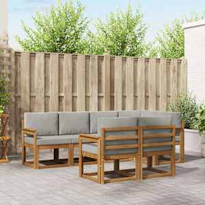 Zunanja garnitura za sedenje 7 pcs Naravna in svetlo siva