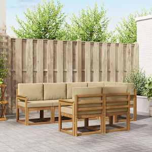 Zunanja garnitura za sedenje z blazino 7 pcs Naravna in bež