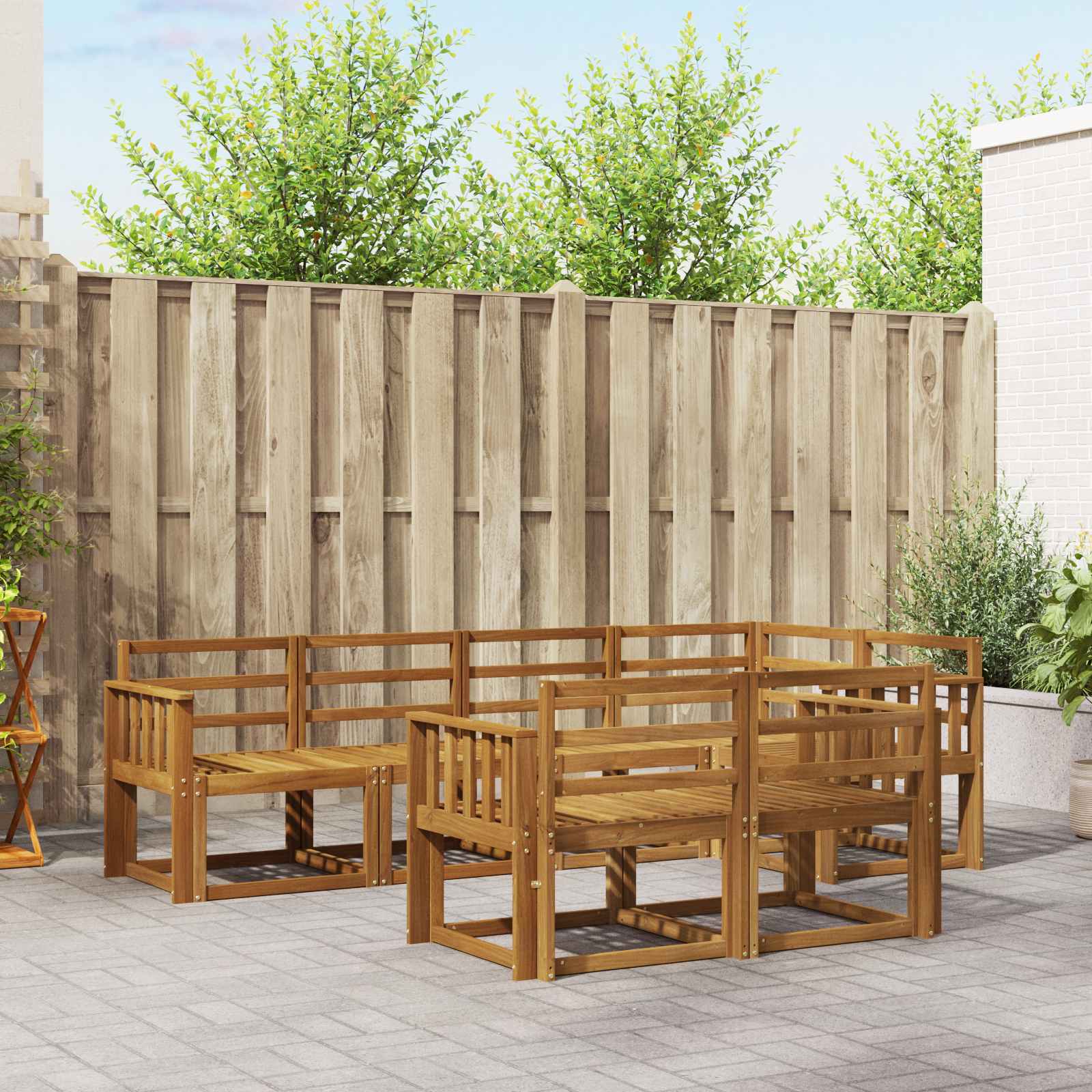 Zunanja garnitura za sedenje 7 pcs Naravna Masiven les akacije