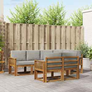 Zunanja garnitura za sedenje 7 pcs Naravna in svetlo siva