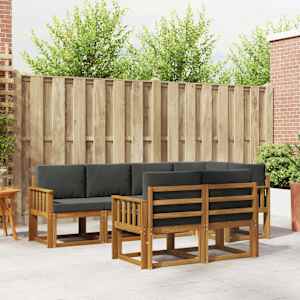 Zunanja garnitura za sedenje 7 pcs Naravna in antracitna