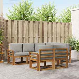 Zunanja garnitura za sedenje 7 pcs Naravna in svetlo siva