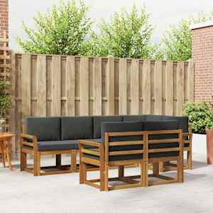 Zunanja garnitura za sedenje 7 pcs Naravna in antracitna