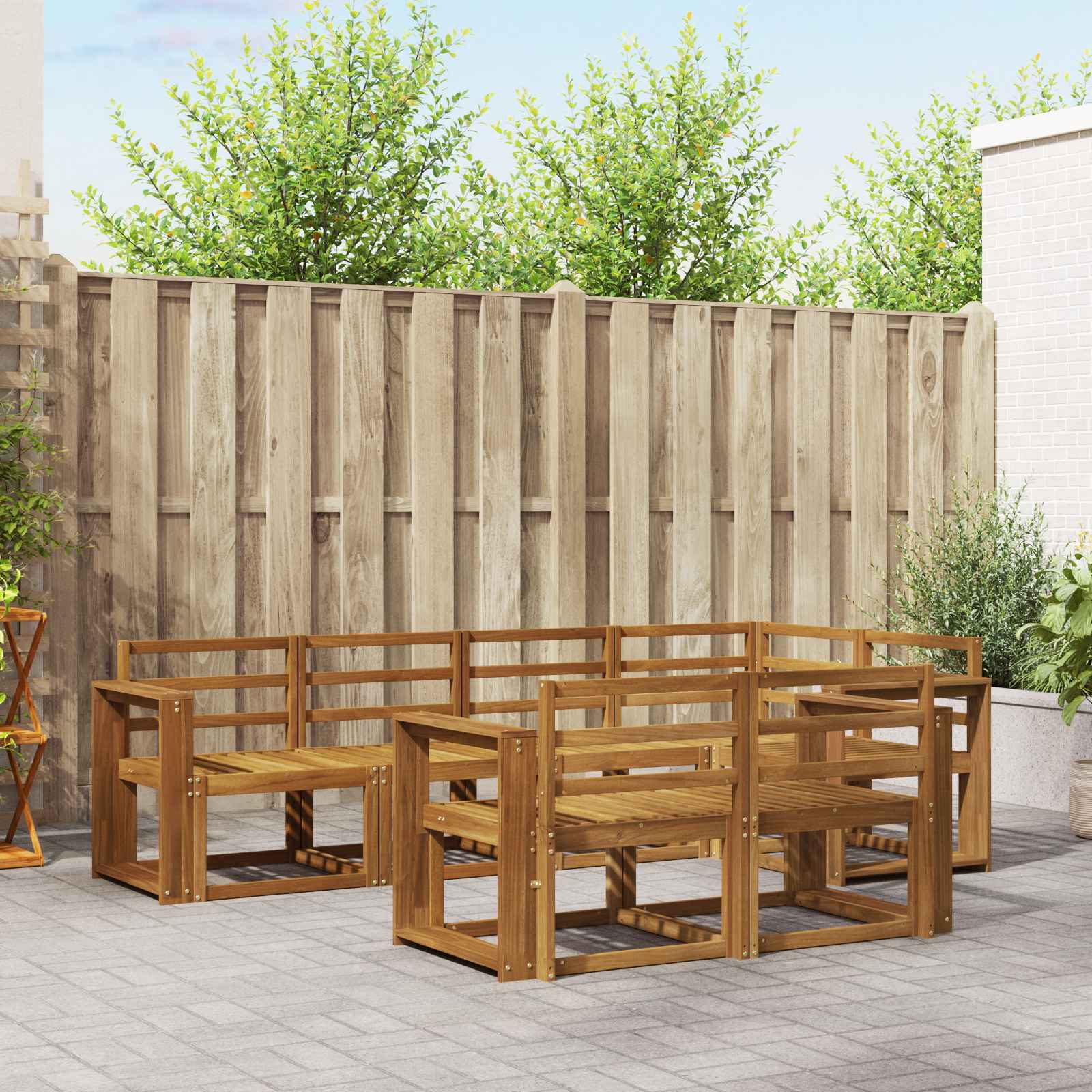 Zunanja garnitura za sedenje 7 pcs Naravna Masiven les akacije