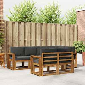 Zunanja garnitura za sedenje 7 pcs Naravna in antracitna