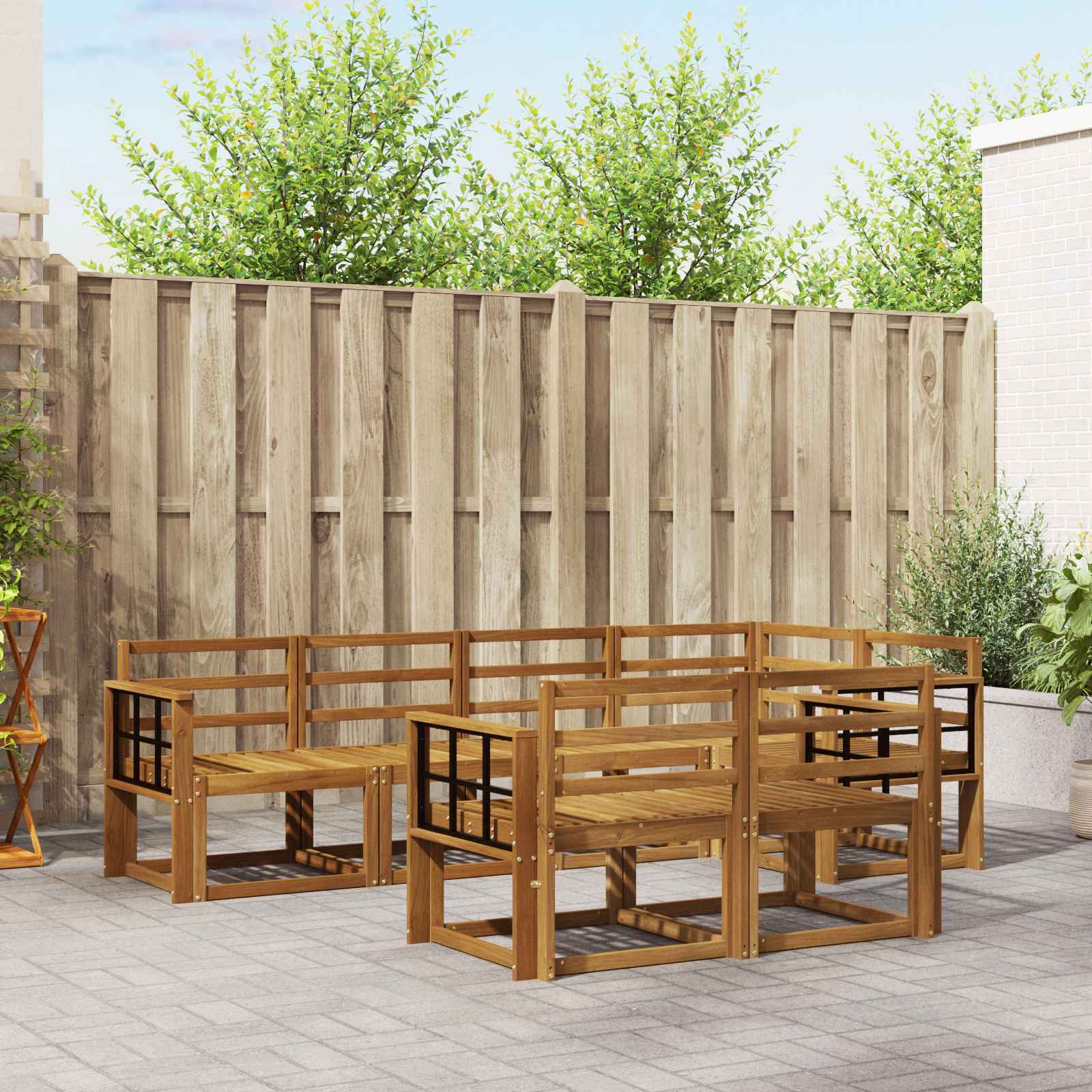 Zunanja garnitura za sedenje 7 pcs Naravna Masiven les akacije