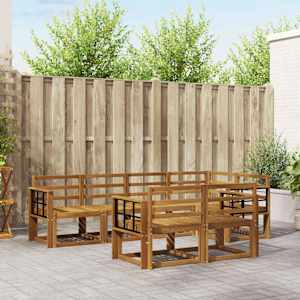 Zunanja garnitura za sedenje 7 pcs Naravna Masiven les akacije