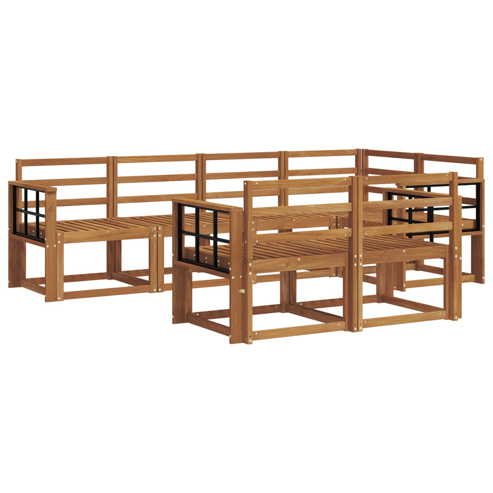 Zunanja garnitura za sedenje 7 pcs Naravna Masiven les akacije - slika 2