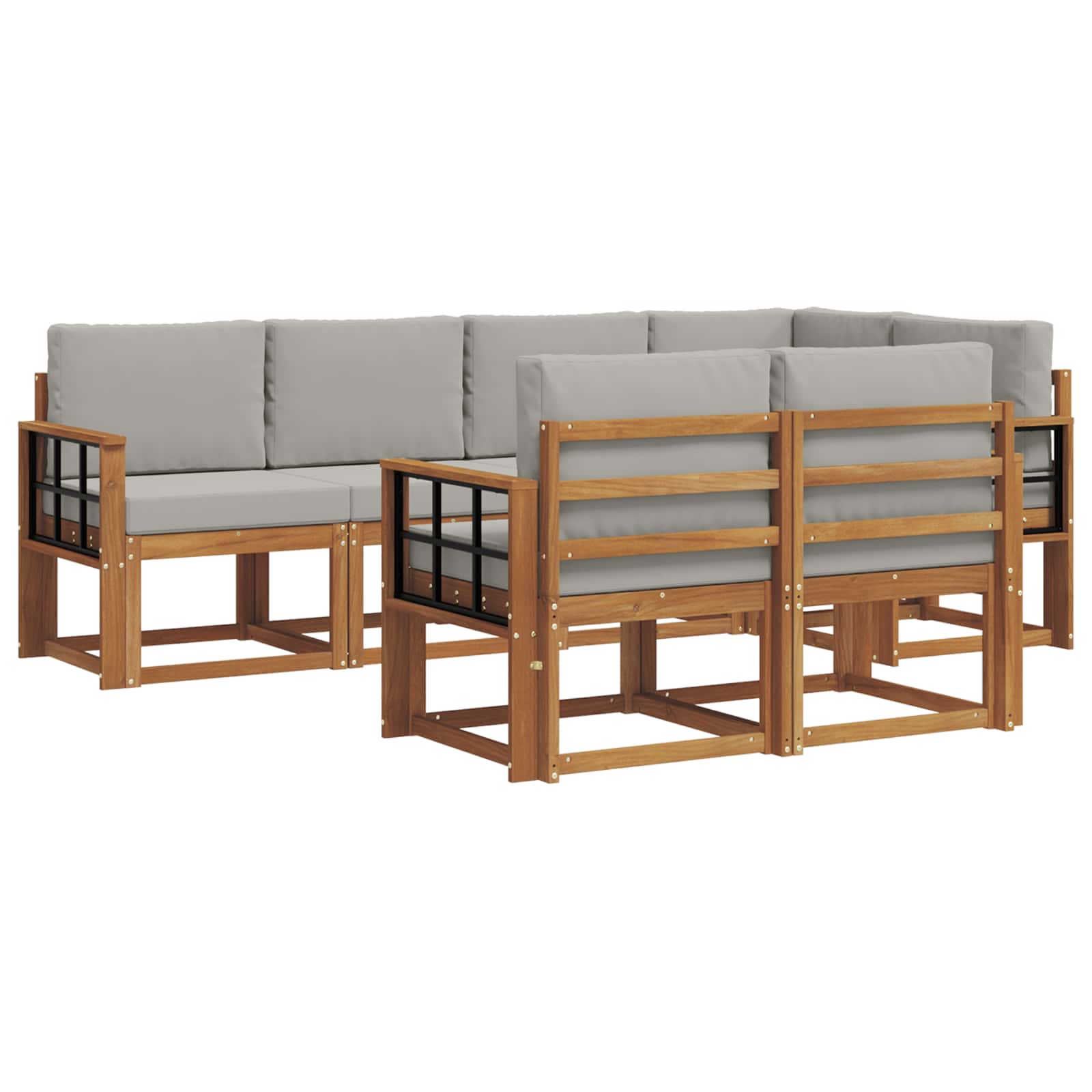 Zunanja garnitura za sedenje 7 pcs Naravna in svetlo siva - slika 2