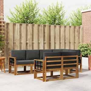 Zunanja garnitura za sedenje 7 pcs Naravna in antracitna