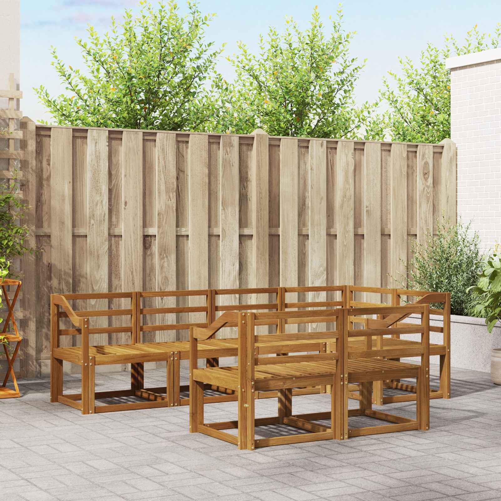 Zunanja garnitura za sedenje 7 pcs Naravna Masiven les akacije