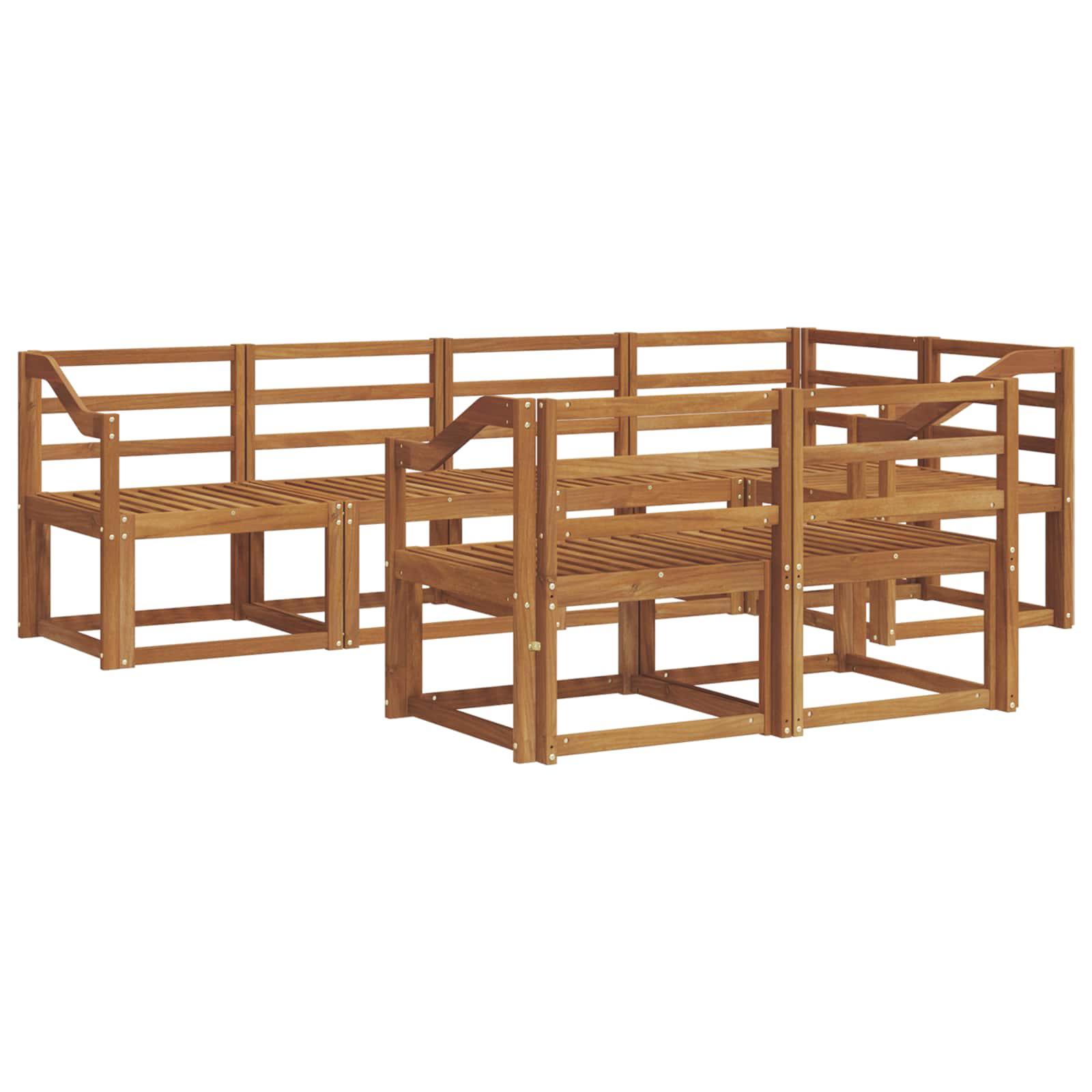 Zunanja garnitura za sedenje 7 pcs Naravna Masiven les akacije - slika 2