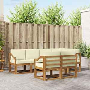 Zunanja garnitura za sedenje z blazino 7 pcs Naravna in smetana