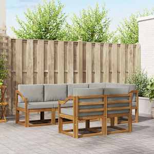 Zunanja garnitura za sedenje 7 pcs Naravna in svetlo siva