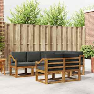 Zunanja garnitura za sedenje 7 pcs Naravna in antracitna